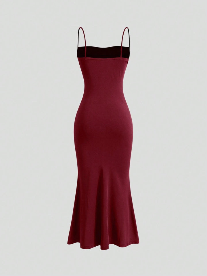 Strap Mermaid Hem Maxi  Elegant Dress