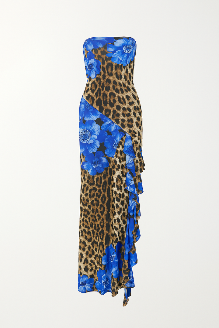 Patchwork Slit Tube Dress