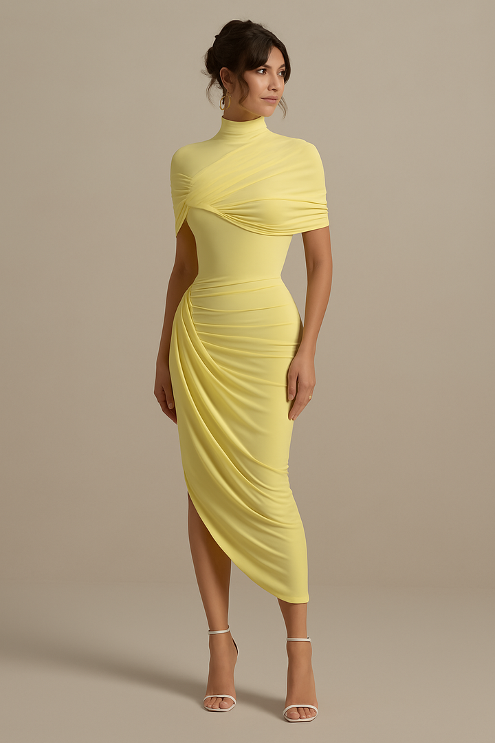 Half Sleeve Backless Ruched Sexy Maxi Dress