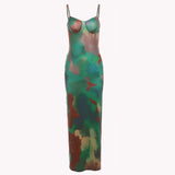 Vintage Tie Dye Print Maxi Dress