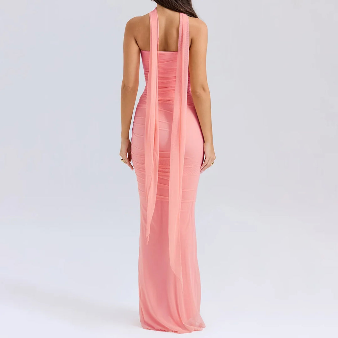 Cropped Top Long Dress Set