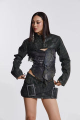 Jennifer Y2K Emo Vintage Leather Mini Skirt