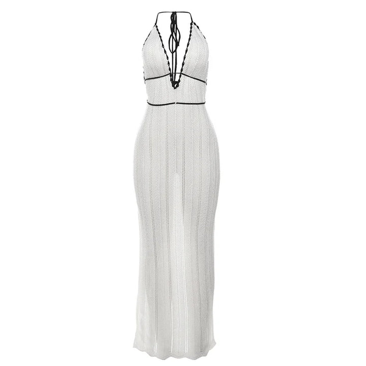 Sexy Elegant Lace Up Halter Dress