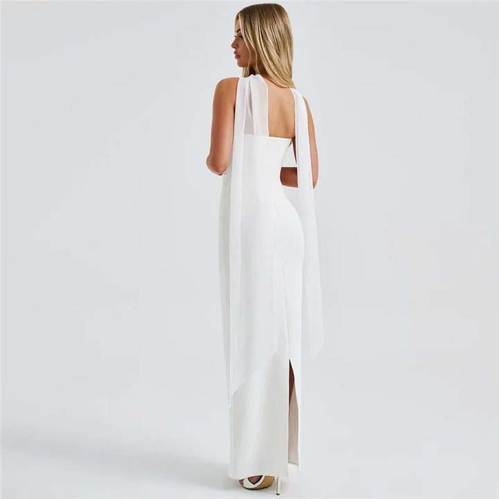 Strapless Backless Burgundy Maxi Dress