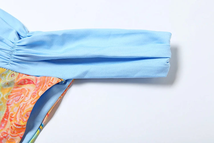 Colorful Print Bra Skirt Set