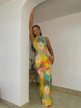 Aesthetic Colorful Tie Dye Maxi Dress