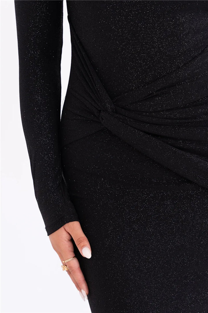 Sparkle Ruched Backless Maxi Dress