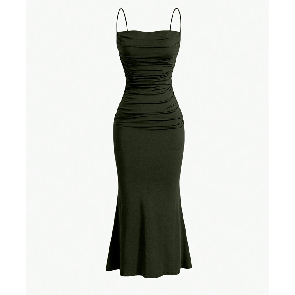 Strap Mermaid Hem Maxi  Elegant Dress