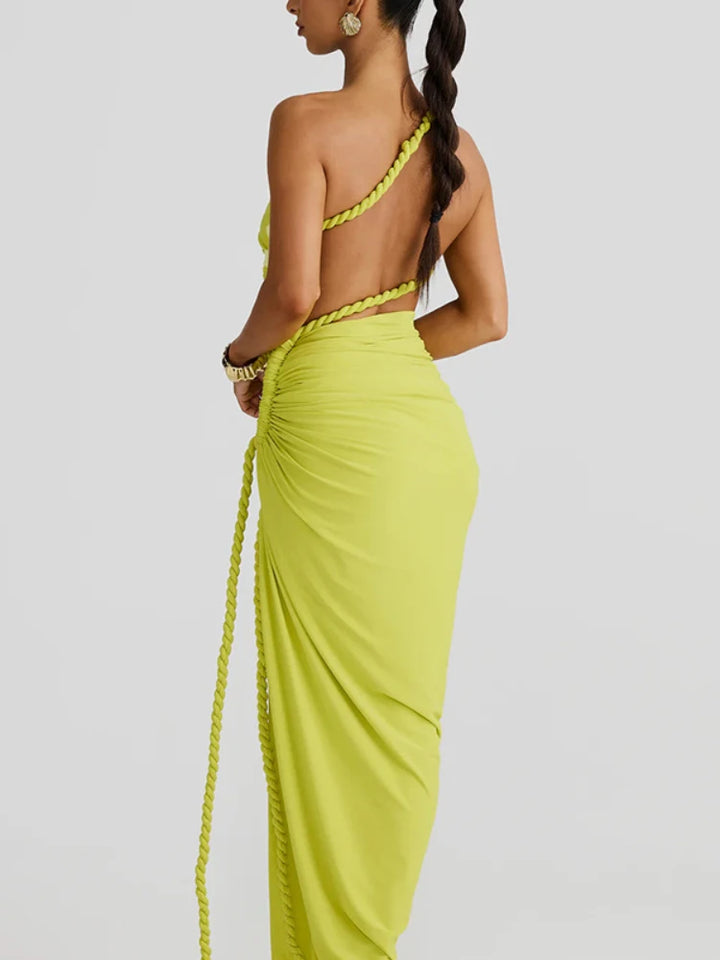 Elegant  Slant Shoulder Dress