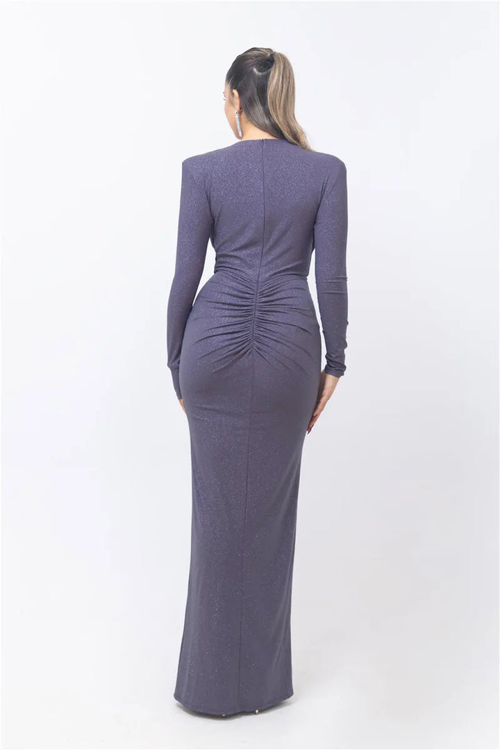 Glitter Deep V Maxi Dress