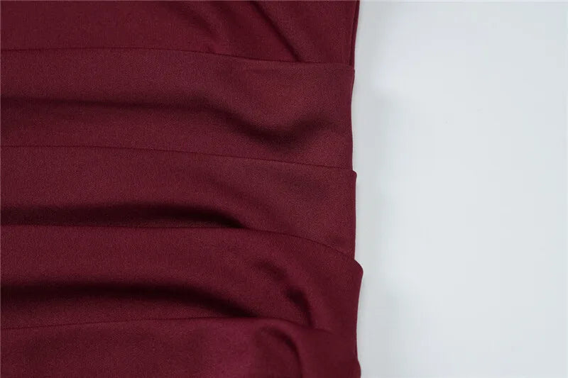 Strapless Backless Burgundy Maxi Dress