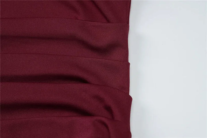 Strapless Backless Burgundy Maxi Dress