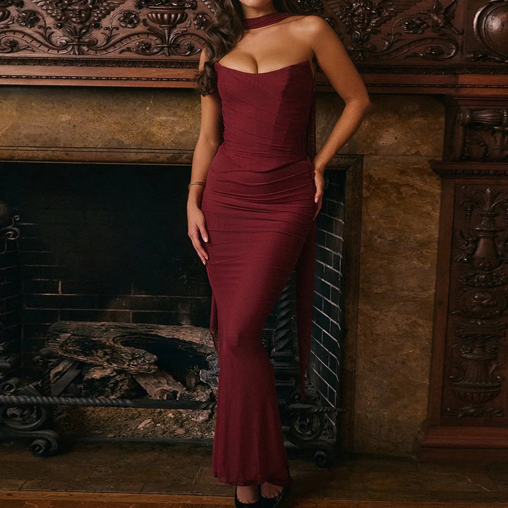 Cropped Top Long Dress Set