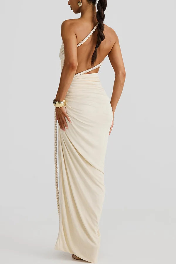 Elegant  Slant Shoulder Dress