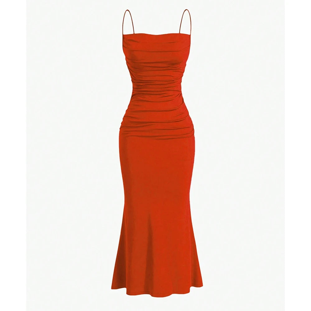 Strap Mermaid Hem Maxi  Elegant Dress