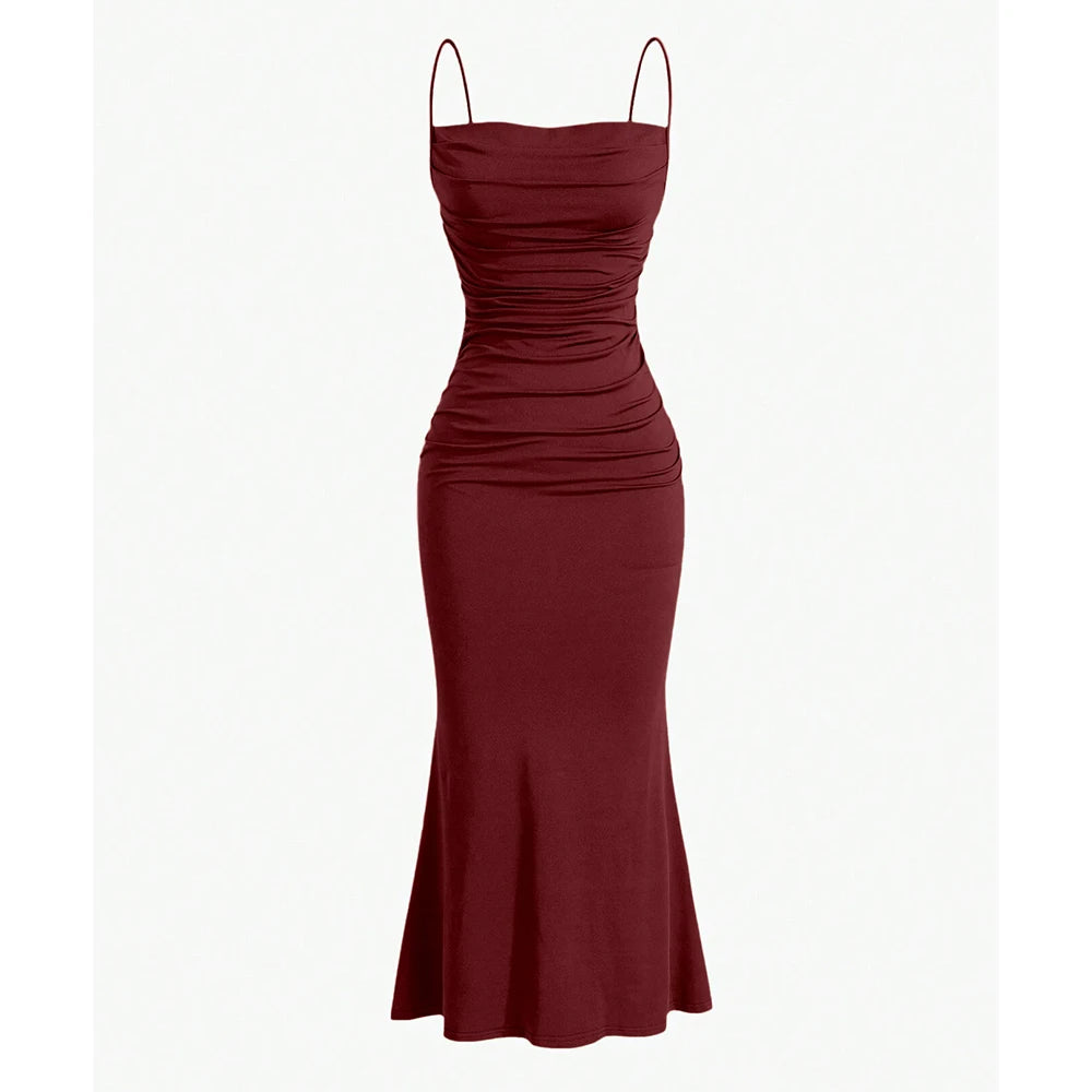 Strap Mermaid Hem Maxi  Elegant Dress