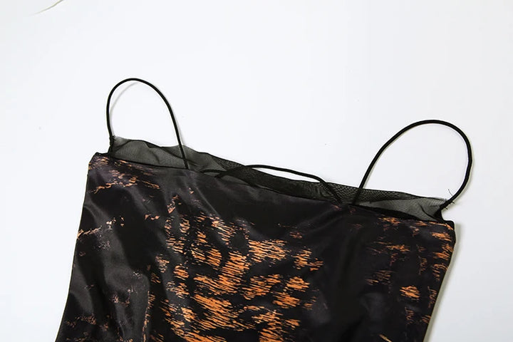 Leopard Draped Backless Maxi Dress