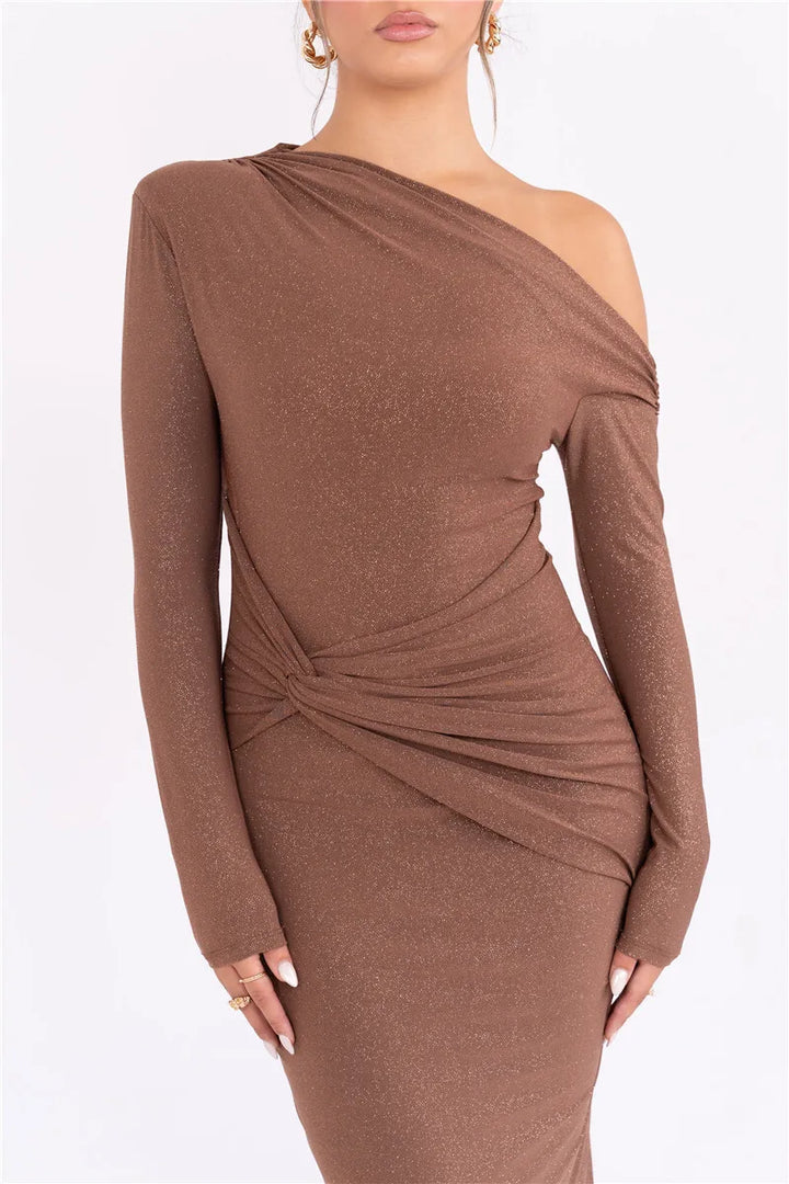 Sparkle Ruched Backless Maxi Dress