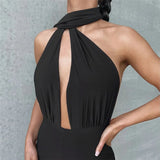 Deep V Wrap Around Halter Jumpsuit