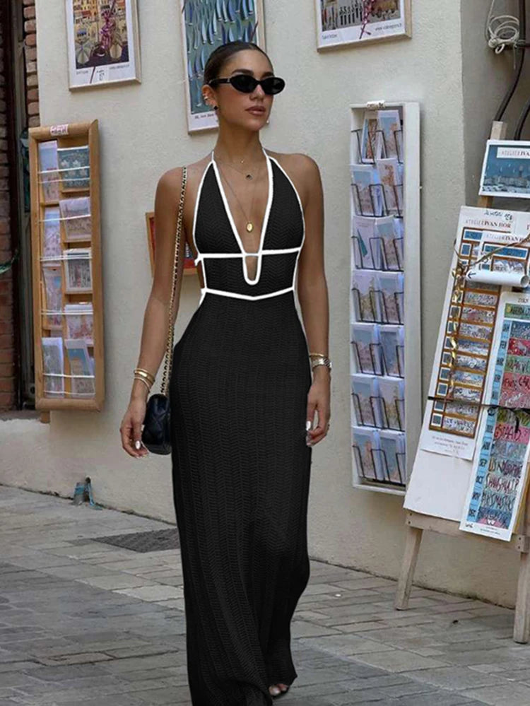 Sexy Elegant Lace Up Halter Dress