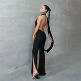 Deep V Wrap Around Halter Jumpsuit