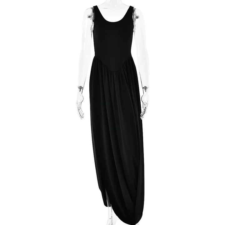 Sexy Draped Backless Maxi Dress