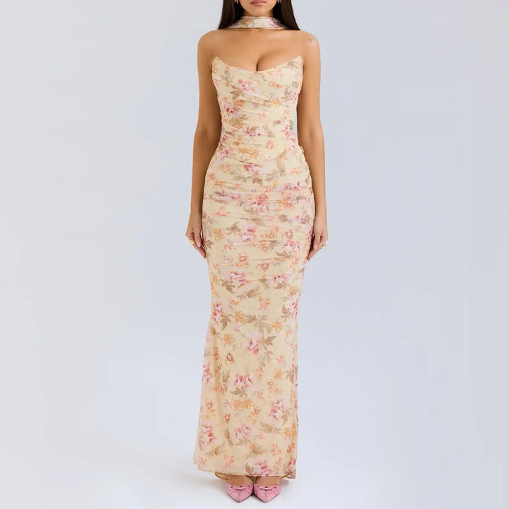 Cropped Top Long Dress Set