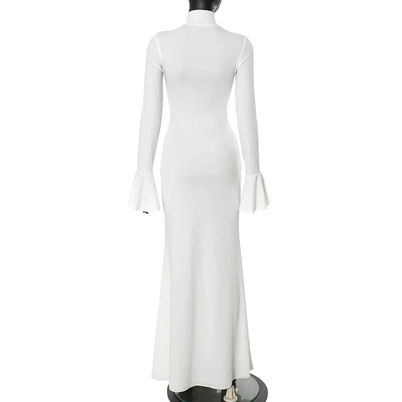 Elegant Flare Sleeve Maxi Dress