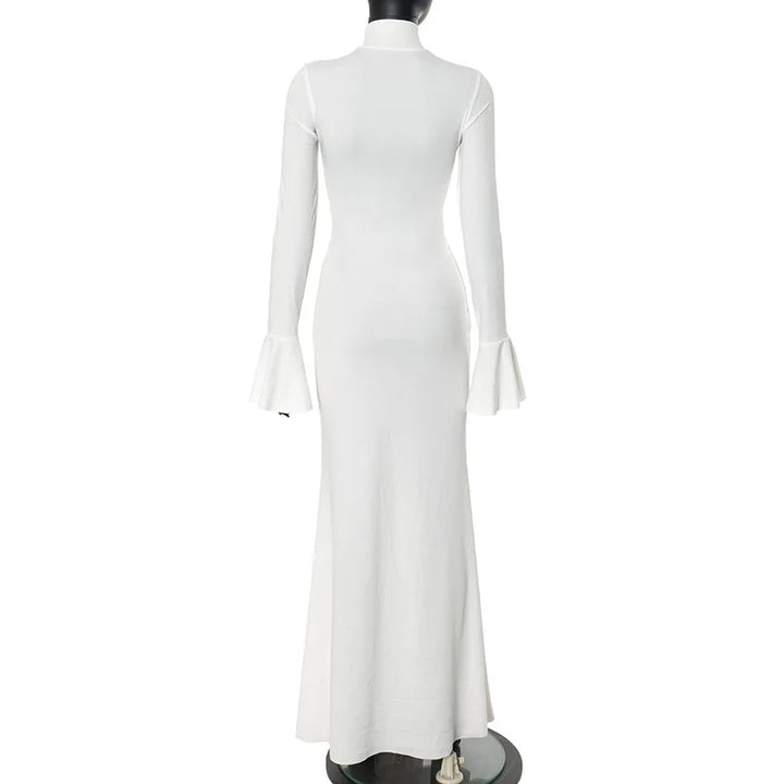 Elegant Flare Sleeve Maxi Dress