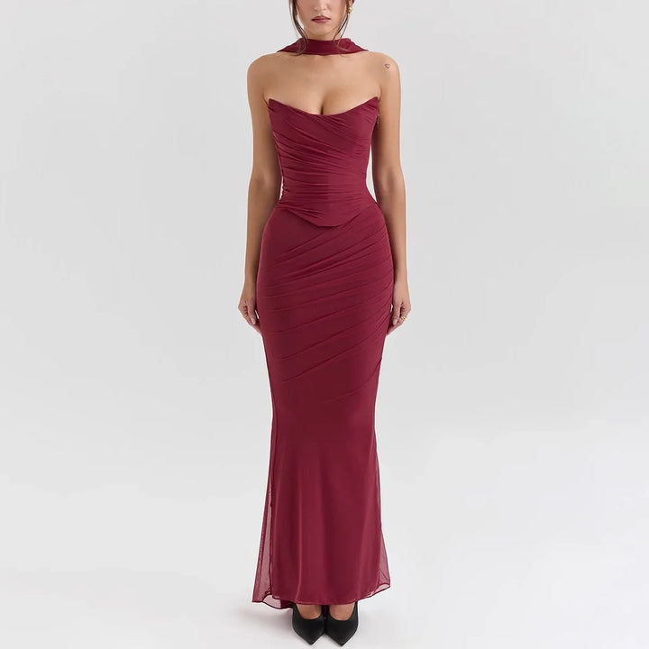 Cropped Top Long Dress Set
