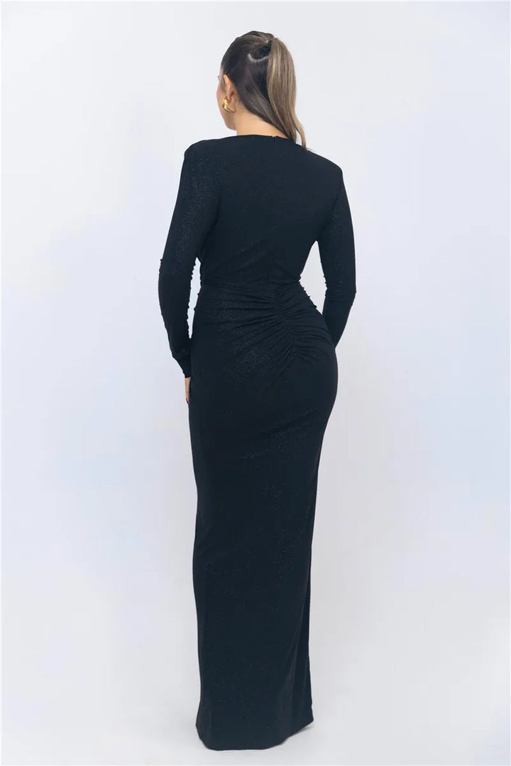 Glitter Deep V Maxi Dress