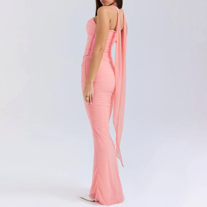 Cropped Top Long Dress Set