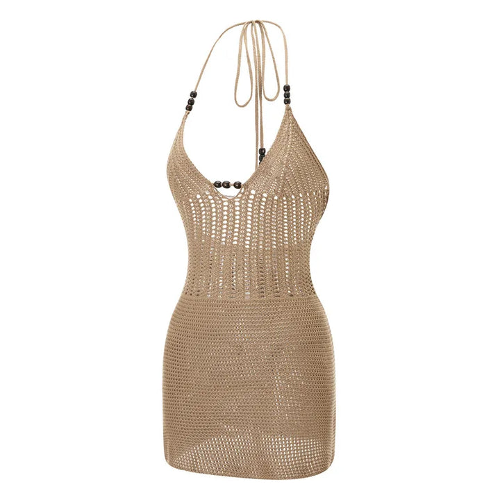 Backless Knit Crochet Mini Dress