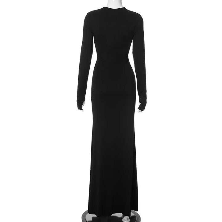 Embellished Deep V Maxi Dress