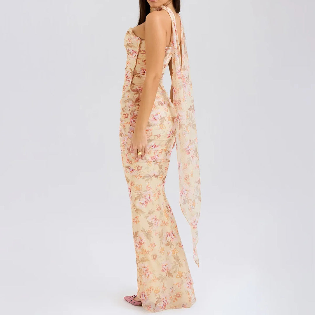 Cropped Top Long Dress Set