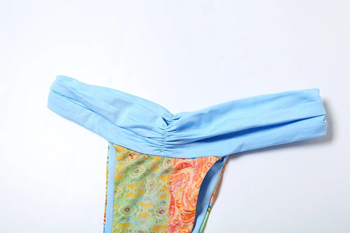 Colorful Print Bra Skirt Set