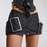 Jennifer Y2K Emo Vintage Leather Mini Skirt