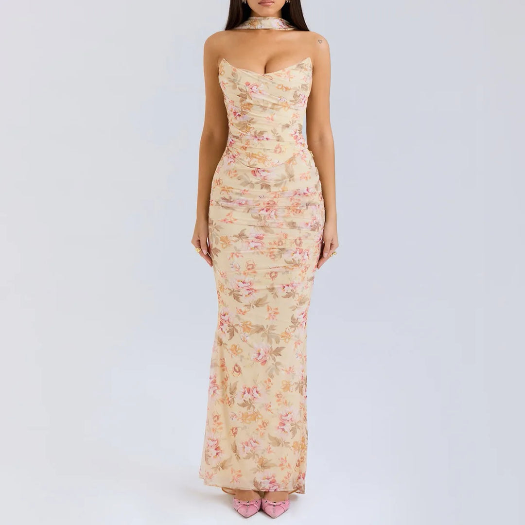Cropped Top Long Dress Set