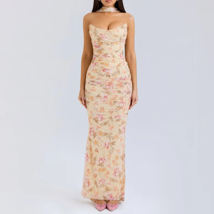 Cropped Top Long Dress Set