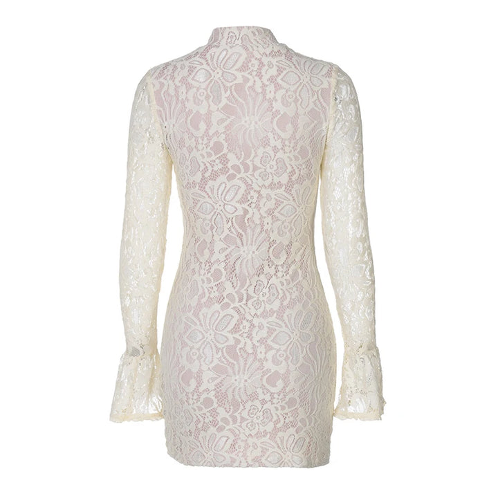 Lace Hollow Out Long Sleeve Sexy Mini Dress