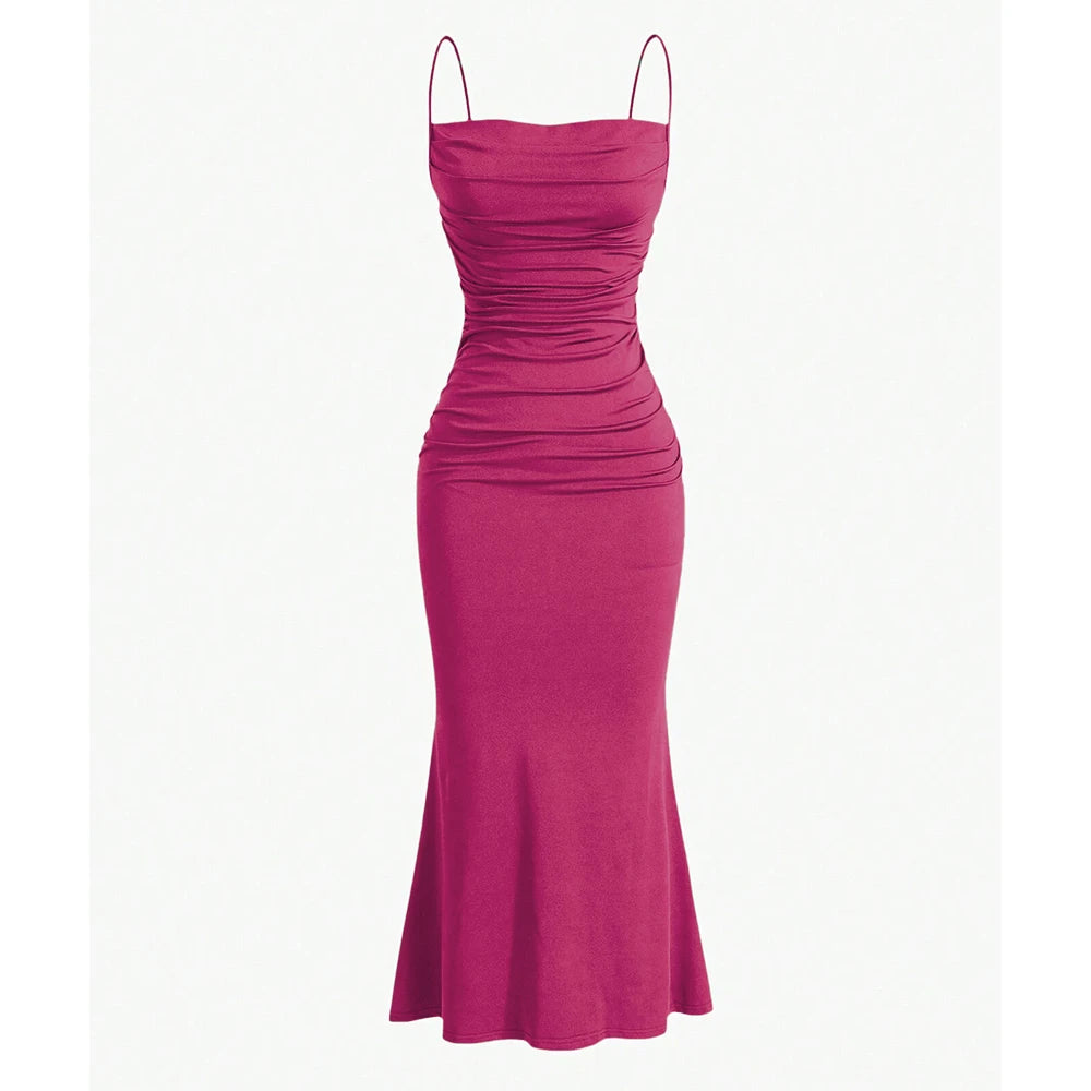 Strap Mermaid Hem Maxi  Elegant Dress