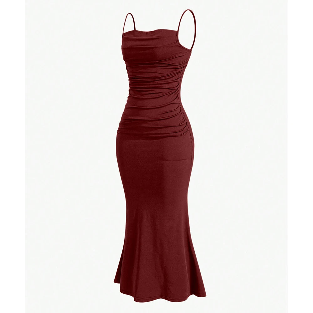 Strap Mermaid Hem Maxi  Elegant Dress