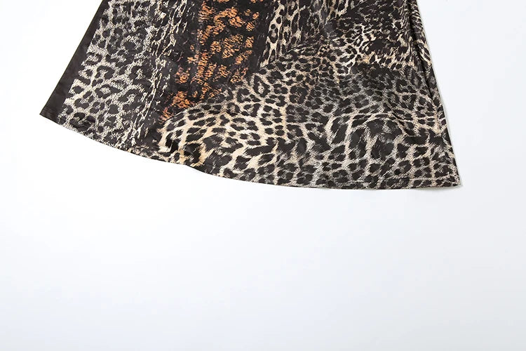 Leopard Draped Backless Maxi Dress
