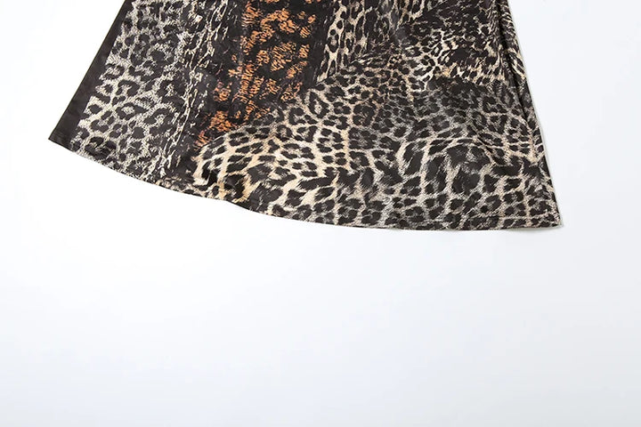 Leopard Draped Backless Maxi Dress