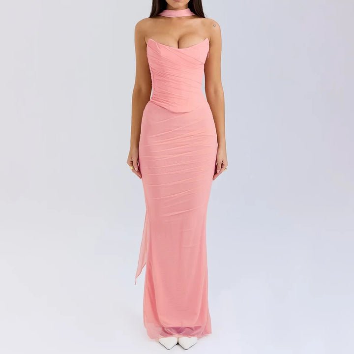 Cropped Top Long Dress Set