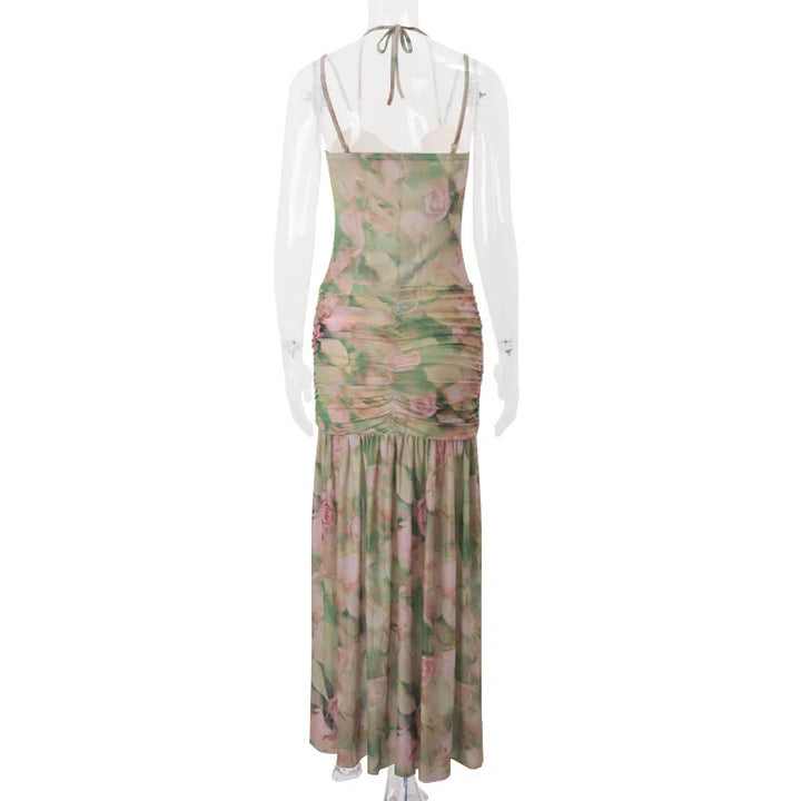 Elegant Floral Corset Split Dress