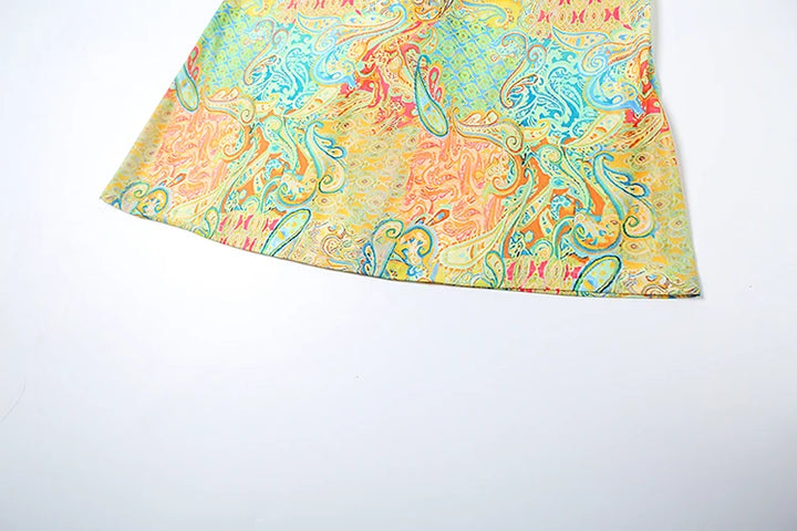Colorful Print Bra Skirt Set
