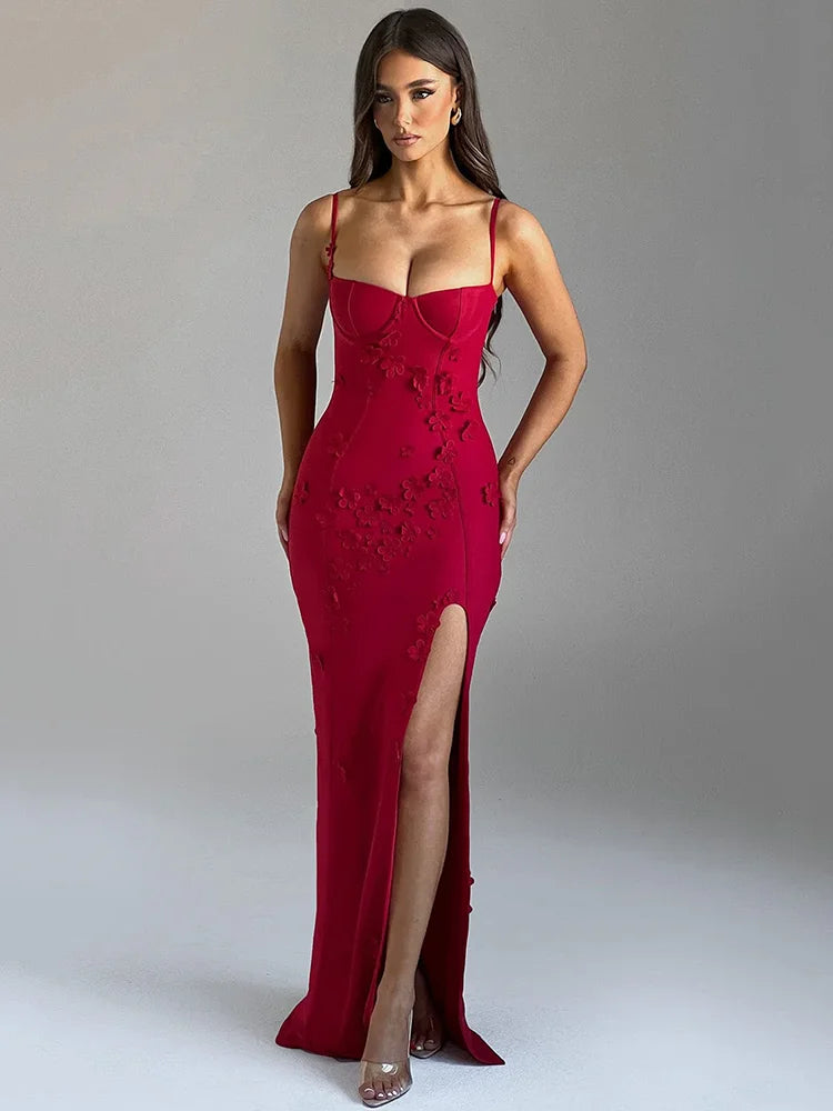 Flower Spaghetti Strap Maxi Dress