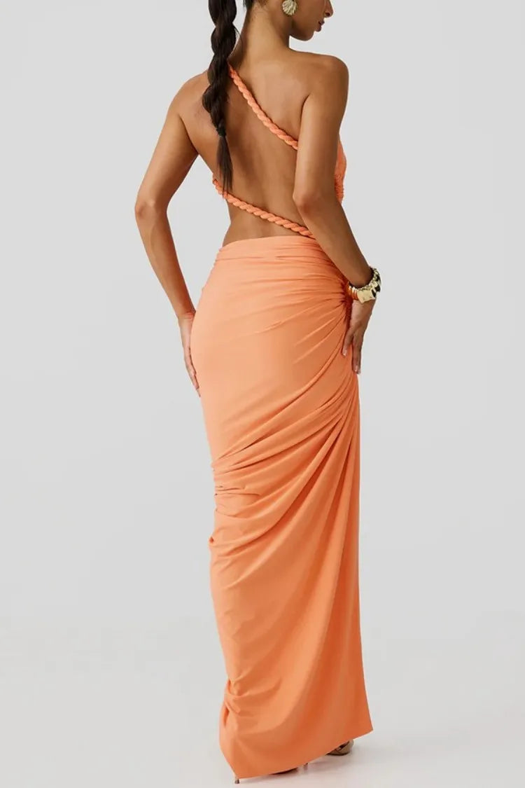 Elegant  Slant Shoulder Dress