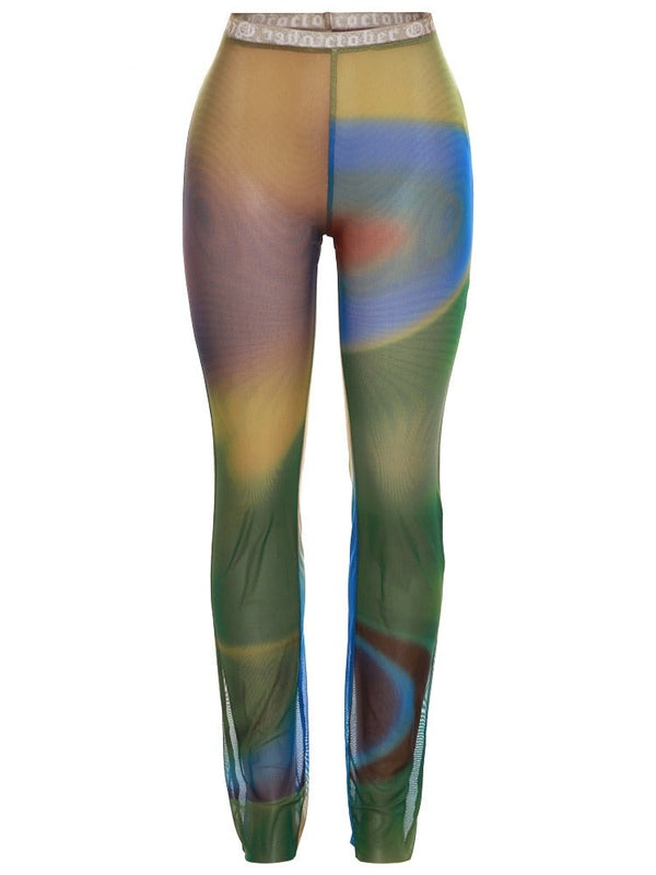 Hervlica Mesh Tie Dye Print Aesthetic Pants